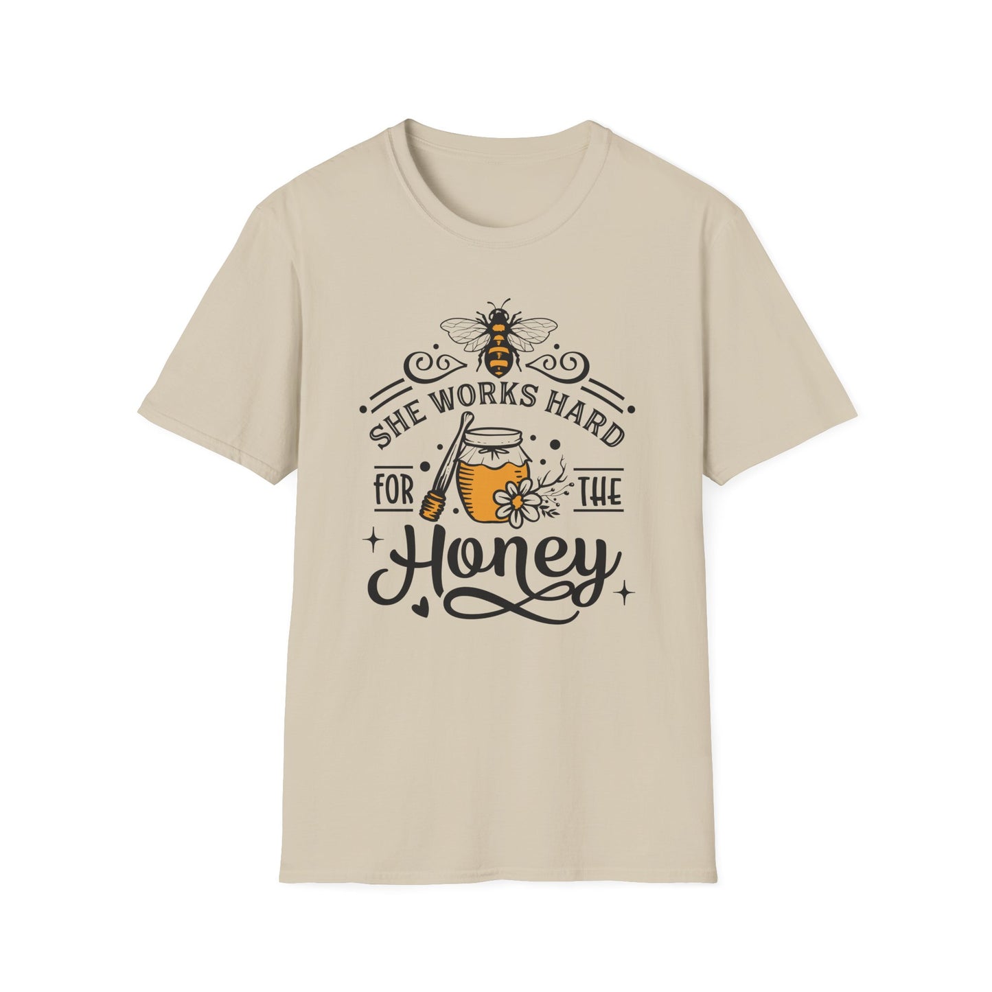 “She Works Hard for the Honey” Tee – Buzzed, Blessed & Bee-yond Tired