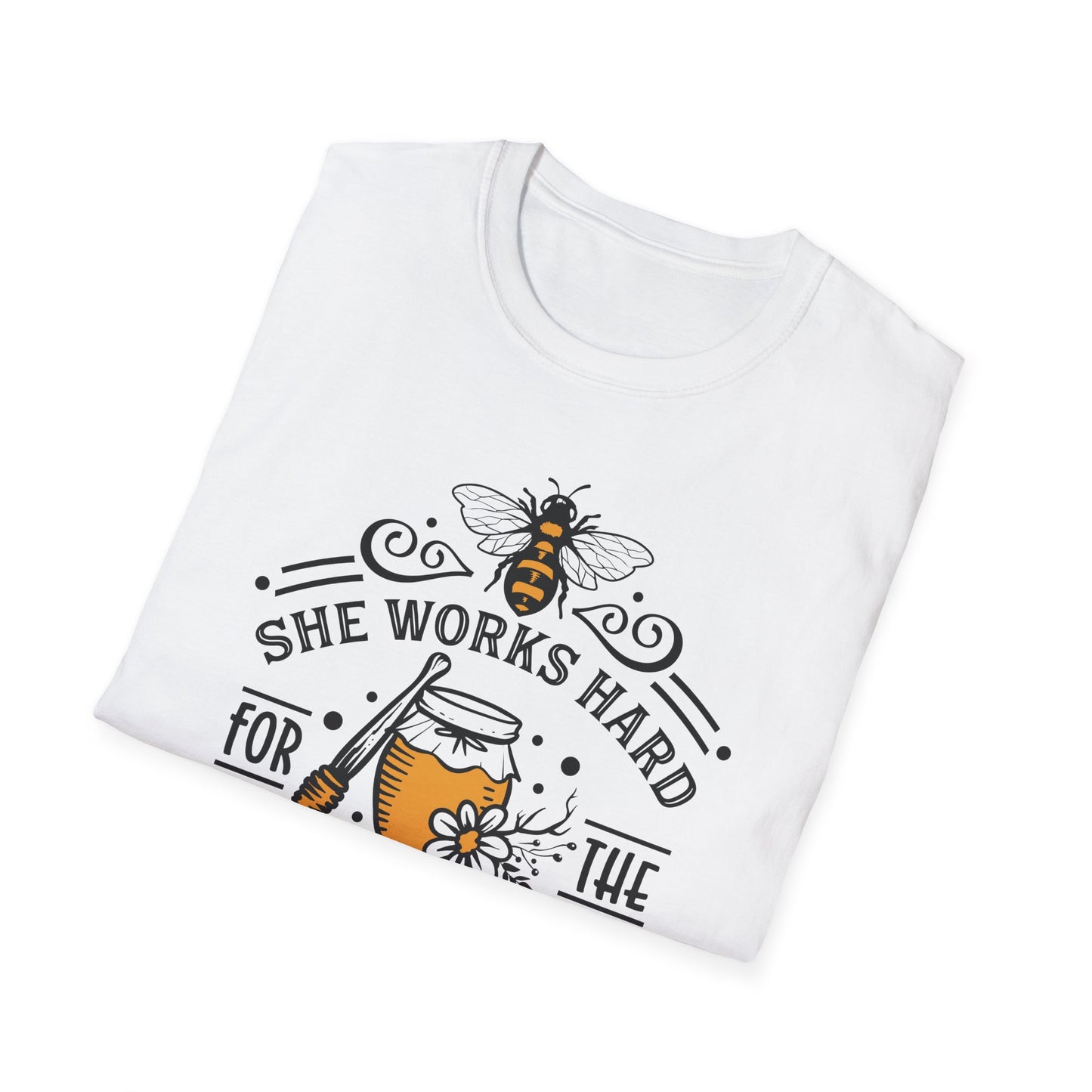“She Works Hard for the Honey” Tee – Buzzed, Blessed & Bee-yond Tired