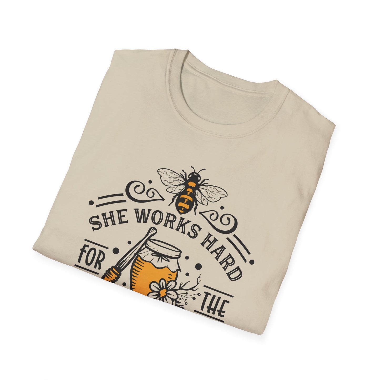 “She Works Hard for the Honey” Tee – Buzzed, Blessed & Bee-yond Tired