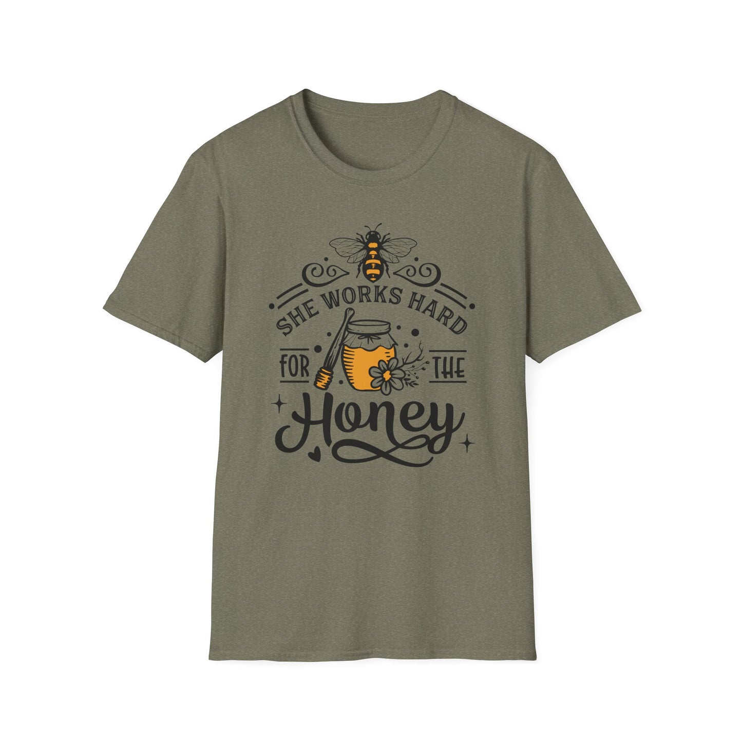 “She Works Hard for the Honey” Tee – Buzzed, Blessed & Bee-yond Tired
