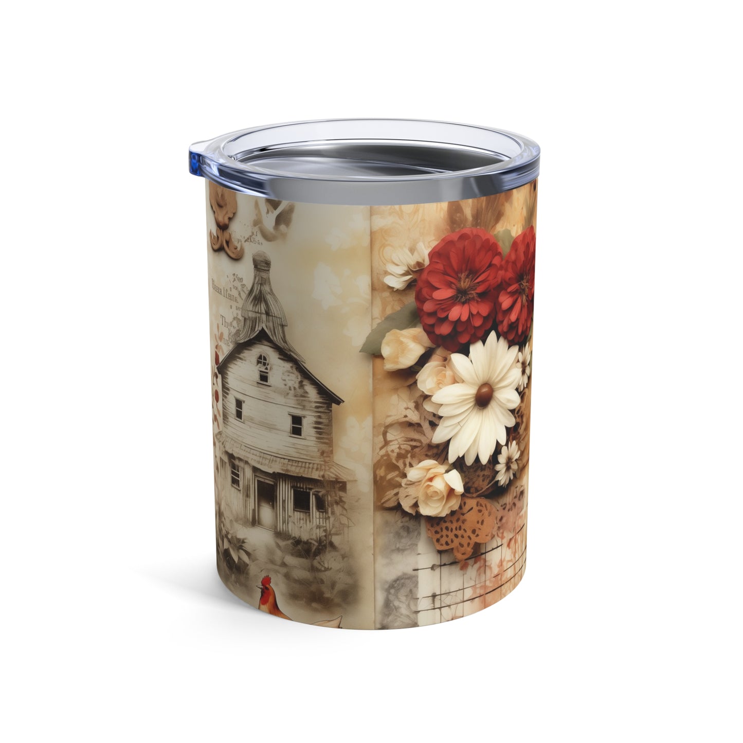 Rustic Bloom 10oz Tumbler – Cow, Lace & Country Grace