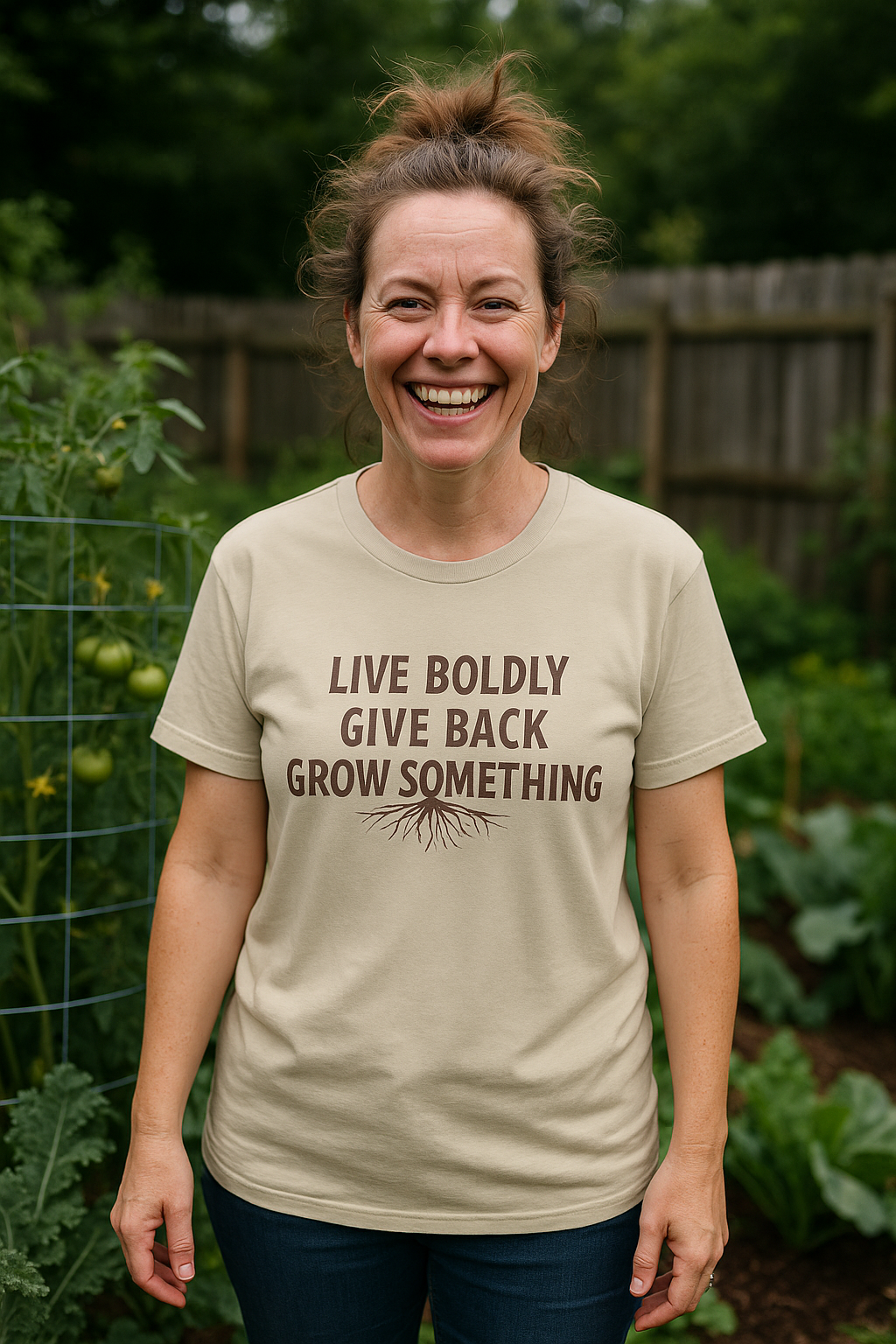 "Live Boldly, Give Back, Grow Something" Soft Tee