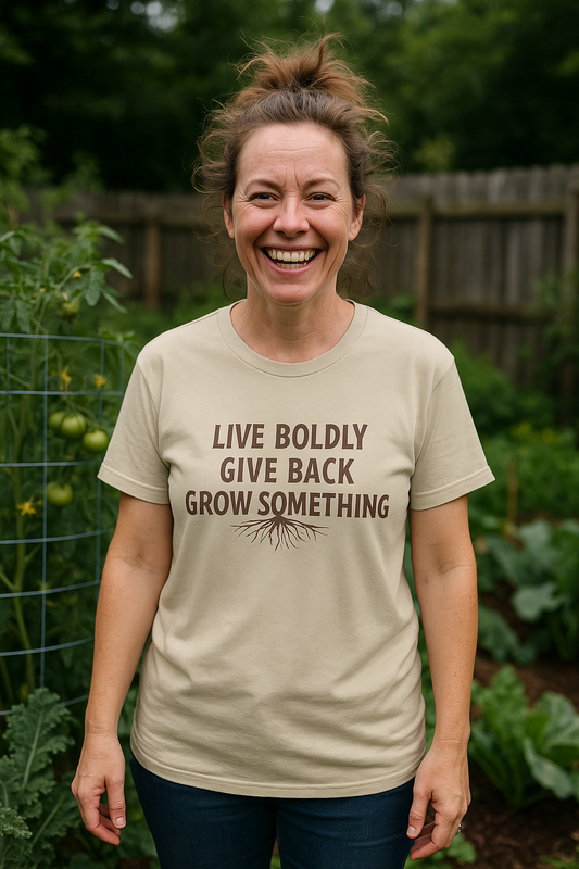 "Live Boldly, Give Back, Grow Something" Soft Tee
