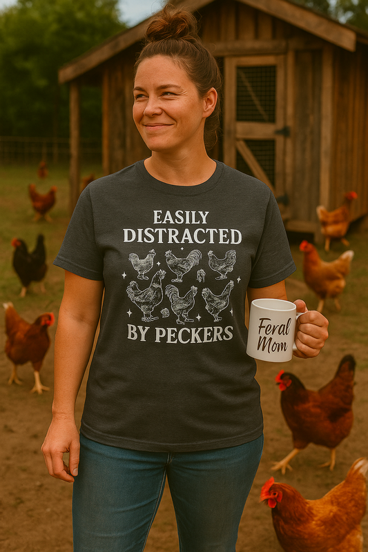 Easily Distracted by Peckers Tee – Farm Life with a Side of Sass