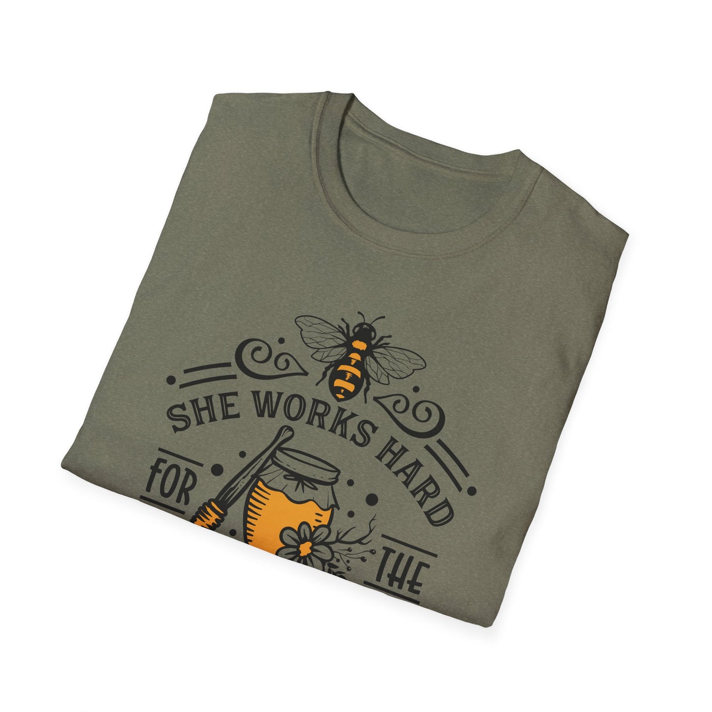 “She Works Hard for the Honey” Tee – Buzzed, Blessed & Bee-yond Tired